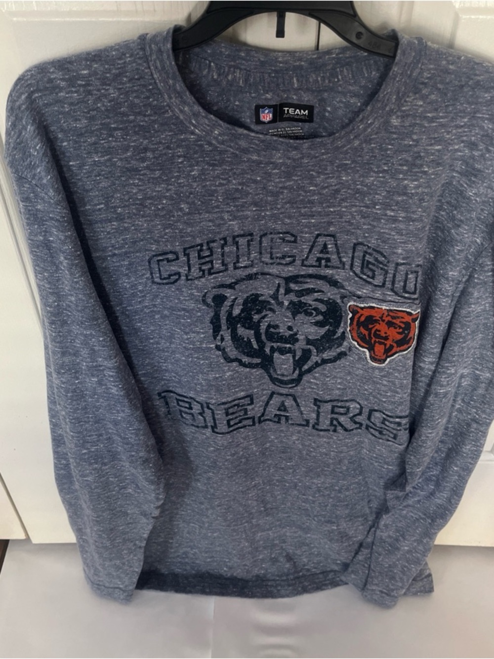 NFL Chicago Bears Navy Heather Crewneck Sweatshirt with Team Logo